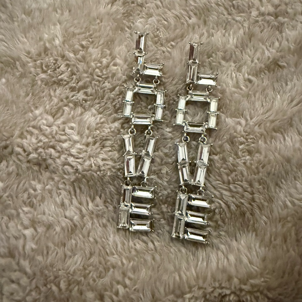 Crystal Drop Statement Earrings - Silver Clear